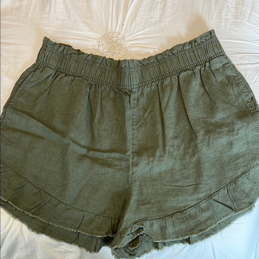 Aerie High Waist Green Shorts with Elastic Waistband